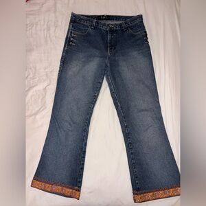 Embroidered Blue Women's Flare Jeans
